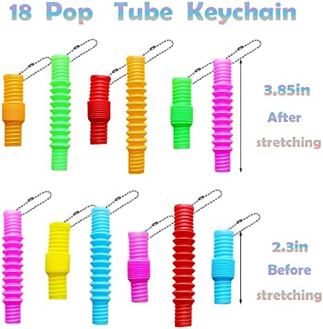 18 парчиња мини поп цевка за клучеви за прицврстување на сензорни играчки, мини поп -рефус фигури