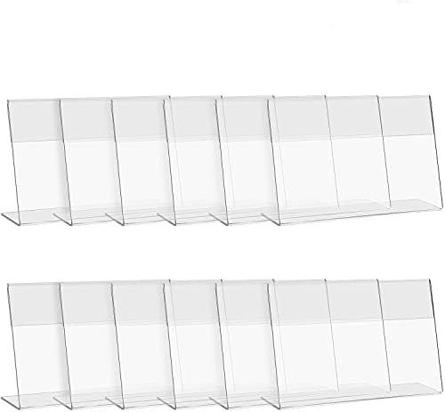 Cliselda Clear Acrylic Display Case со црна основа и 12 пакет 6x4 во држач за приказ на акрилен знак