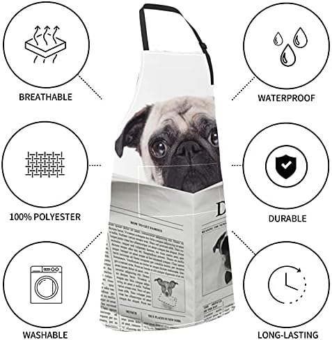 Весникот или списанието за читање кучиња Персонализирана готвачка кучиња за читање весник или списание за прилагодување со џебови