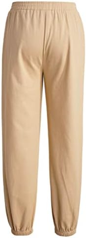 Лесни за девојки Памук џогер карго панталони Дунгареи со високи половини исечени панталони панталони со џебови