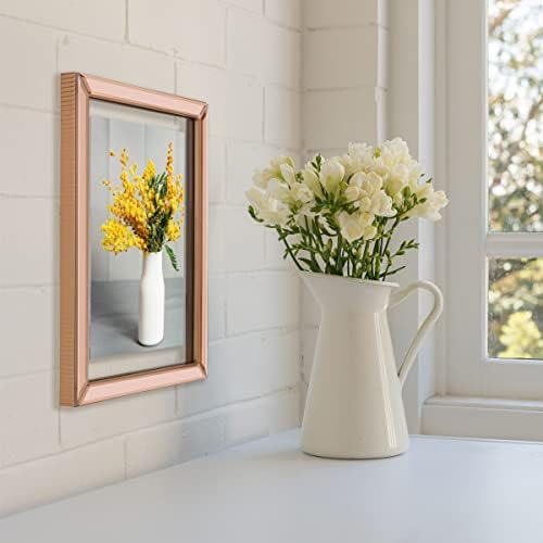 Огледало со злато од розово злато Микаса, прикажува една фотографија од 8 x 10 инчи, за приказ на wallидови, 10x12 инчи
