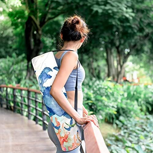 Рак јога Мат торби со целосна зипска торба за носење за жени, вежбајте носач на јога мат со прилагодлива лента