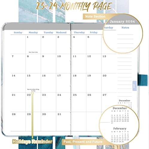 Pocket Planner 2023-2024 - Календар на џеб 2023-2024 од јули 2023 година - јуни 2024 година, 6,3 '' × 3,8 '', планер на агендата и организатор