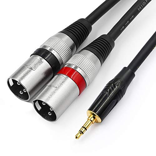 Сенор кабел 3,5 мм до двоен стерео кабел XLR 1/8 инчен мини приклучок до 2 xlr машки y сплитер адаптер - стапала