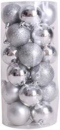 Кисангел свадба декор 24 парчиња Божиќни повеќебојни топки новогодишно дрво Декоративно тема пакет на извонредни божиќни топки украси