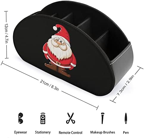 Среќен божиќен држач за далечински управувач на Дедо Мраз/Кади/кутија/послужавник со 5 оддели ПУ Организатор на кожа со симпатична печатена