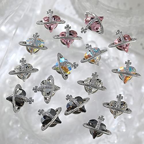 Срцев нокти уметност ригистони, 3Д loveубовни кристални нокти дијамантски украси, тродимензионални loveубовни купови за вежбање