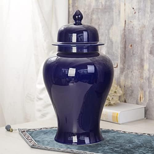 Тегла за керамички ѓумбир со декор CNPRAZ со капак, порцелански храм, декоративна вазна за украси за дома, традиционални рачно