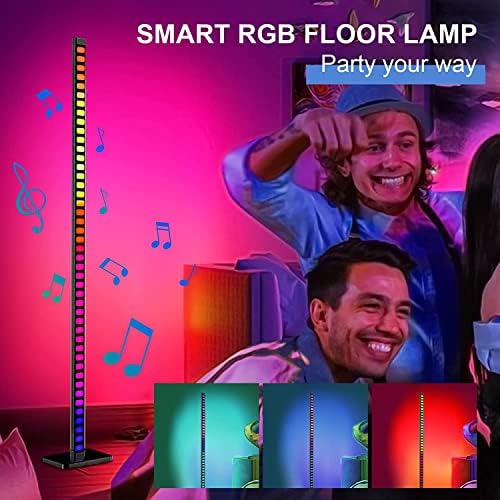 RGB агол подни ламби, LED паметен подни ламба со далечински управувач, светло за промена на амбиент во боја со 6 музички синхронизација,