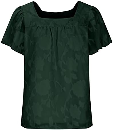Женски летни обични кошули плус големина скриени кошули во стомакот 2023 секси квадратни блузи на вратот трендовски врвови за туника за хеланки