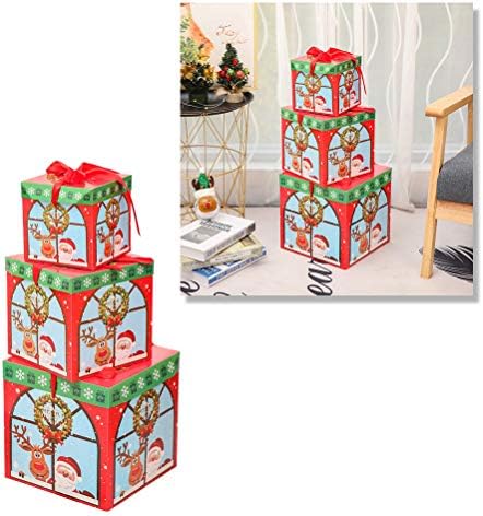 Besportble 3PCS Божиќни кутии за бонбони Преносни Божиќни садови Клаус Контејнери за подароци со јаже Божиќна забава фаворизираат