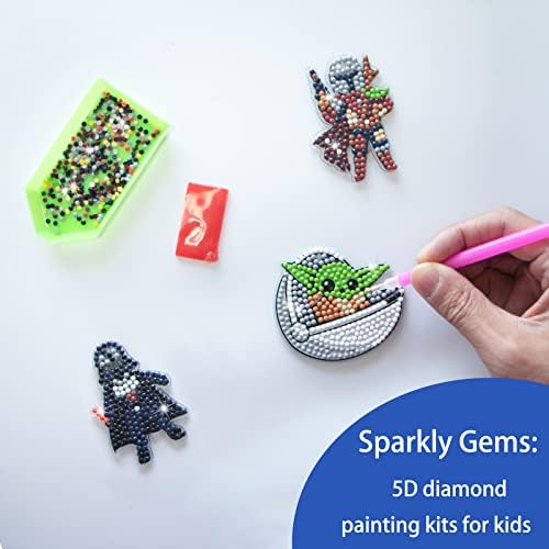 Комплети за сликање дијаманти За Деца-Уметност и Занаети За Деца на возраст од 8-12-9 парчиња Направете Свои Привезоци За Скапоцени