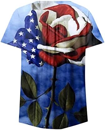 4 -ти јули Туника за врвови за жени Денот на независноста на летото на летото на врвовите во САД со кратки ракави маици со екипаж на вратот