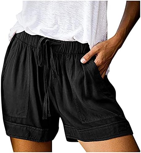 Женски долги шорцеви спојници удобни половини панталони шорцеви лабави еластични џебови женски обични панталони за цртање женски атлетски атлетски