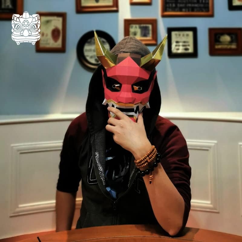 Мумуилин Ноќта на вештерките Ханиа маска за хартија за лице за костумска забава, низок поли 3Д -хартија за уметност Оригами, DIY