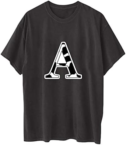 Памучна маица со памучна маица за дами летна есенска облека мода надвор од рамото кратки ракави екипаж на вратот графички маица ДМ ДМ
