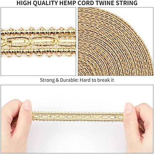 Ph pandahall 21,8 јарди gimp плетенка трим 14мм/0,5 сјајно лурекс трим злато декоративна ткаенина лента металик плетенка чипка за плетенка