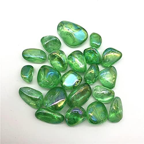 Binnanfang AC216 100g зелена титаниум аура Електропласирачки кварц кристал испрскани камења заздравување на природни камења и минерали