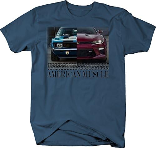 Американски мускулен мускулен автомобил Camaro SS модерна и класична гаражна маица за мажи