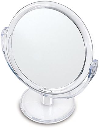 Двострано 12х Зголемување На Шминка Суета Огледало Со Ултра Вуе Стакло, Јасен Акрилик