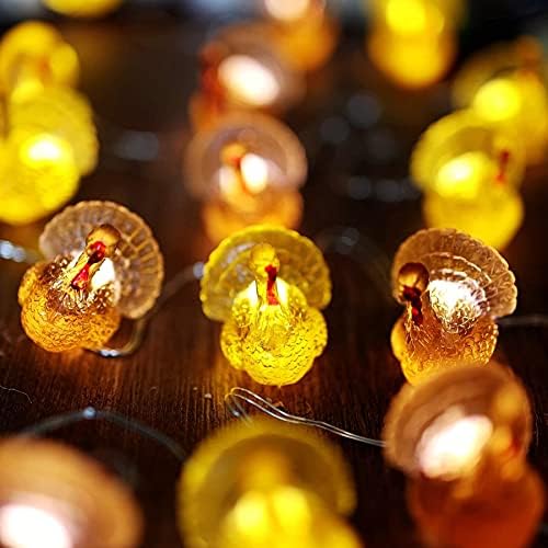 Jashika Fall harvest 3D Turkey String Lights, симпатични декоративни светла бакарна жица 8ft 20 LED диоди батерија напојува со далечински