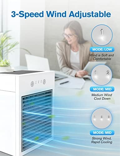 Birsppy Mini климатик, преносен ладилник за десктоп воздух со 3 брзини, 3 режими на овлажнител