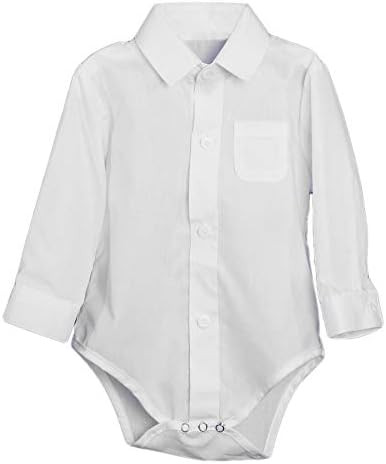 Малите работи значат многу унисекс бебе поли памучно копче до бело фустанче кошула за телови со јака