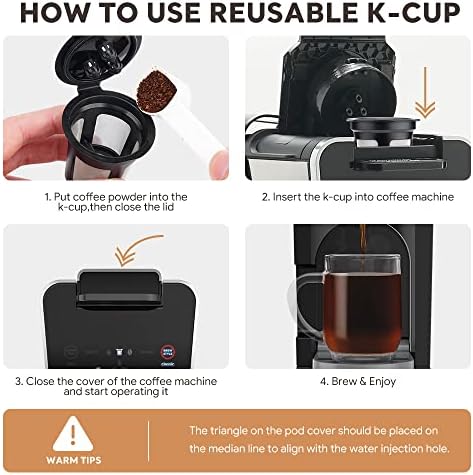 Ninja Reustable K Cups 4 Пакувања за пополнување кафе за кафе за Ninja Dual Brew Cafe Caper Turning K Cup Filters компатибилни со Ninja CFP201