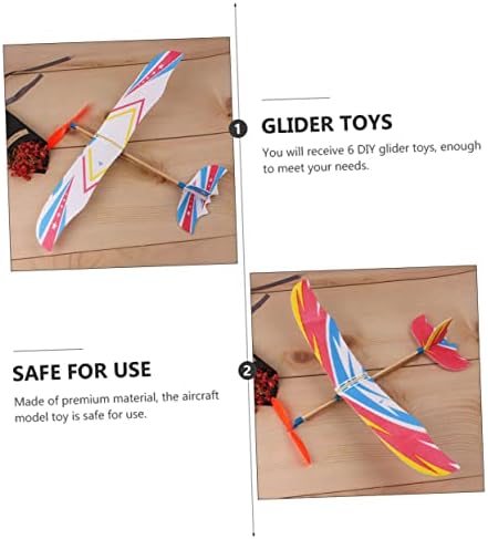 ToyVian 6PCS модел на авион Детска спортска играчка играчки играчки за деца фрлачи на авиони за деца со пена Авион за деца гумен бенд