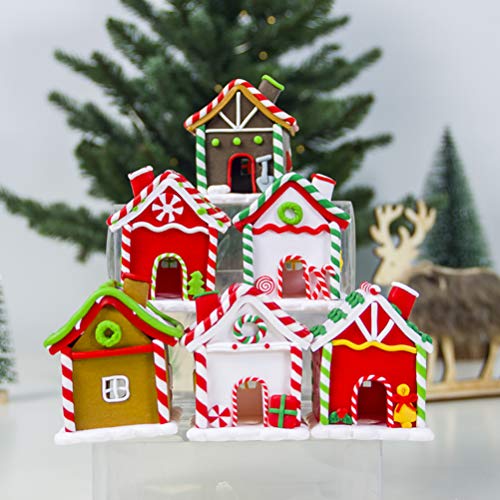 Орнамент за колачиња со сумис Божиќна тема Декорација Божиќна ѓумбир од бонбони смола Божиќна сцена селски куќи глинено тесто