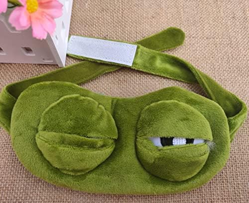 Смешна 3Д жаба за спиење маска за спиење, зелен симпатичен цртан филм тажна жаба за очи за очи за очи, супер мек за слепење на очите