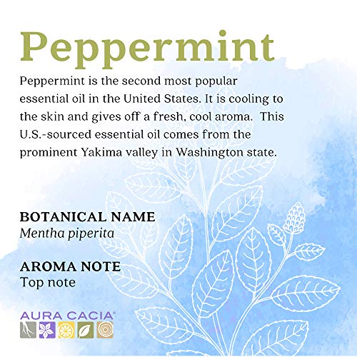 Aura Cacia чисто есенцијално масло од пеперминт, чисто терапевтско одделение, 15 ml во кутија, Мента Пиперита