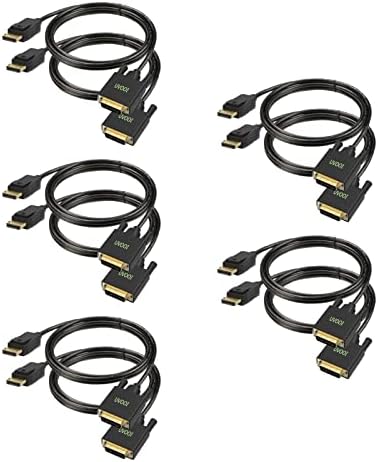 DisplayPort to DVI кабел 6ft 3-Pack, UVOOI DP Display Port до DVI-D кабелски до машки кабел компатибилен со компјутер, компјутер, монитор,