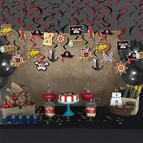 Левфла 30цт Пиратска Забава Висечка Фолија Се Врти Декорација На Ноќта На Вештерките Детски Роденденски Фото Реквизити Авантуристички