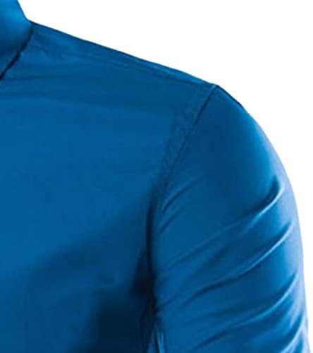 Dgkaxiyahm Машка лесна лежерна џокер со долги ракави кошула со цврста боја Едноставно исклучување на деловните кошули со широко