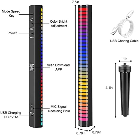 Brynnl RGB Control Control Pickup Rhythm Light 32 Bit LED LED светла за пополнување на музичко ниво, разнобојни светла за музичка атмосфера