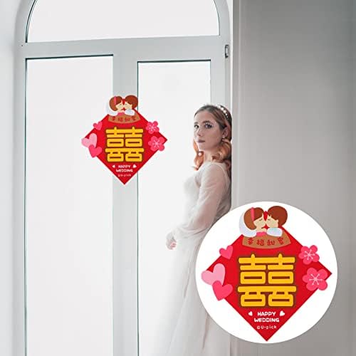 Амосфун свадба декор Кинески налепници за венчавки кинеска традиционална свадба декорација двојна врата залепна венчаница црвена wallид налепница
