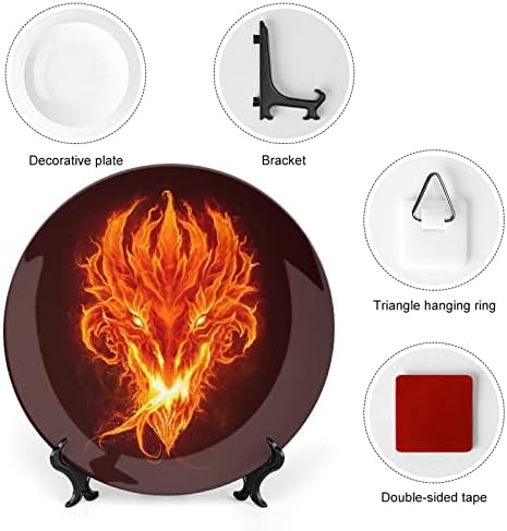 Оган змеј глава за декоративна чинија со штанд сопствена коска Кина домашна чинија за домашна дневна соба кујна