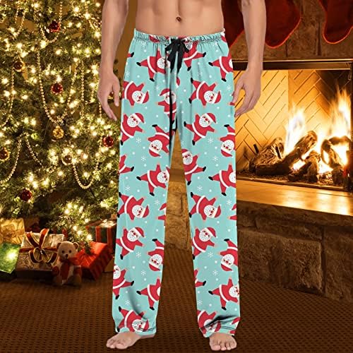 Мажи Божиќни пижами панталони Еластична половината Божиќна дневна пижама дното на удобно случајно влечење со долги панталони за пижама