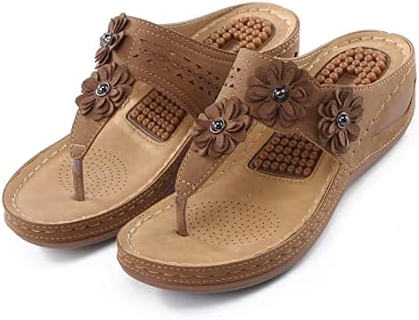 Клин -сандали за жени широка ширина Печати/чисти бои блок -потпетици, лента за токи, бохо плажа сандали за забава датира секој ден