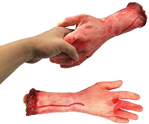 Xonor лажни човечки раце Крвави мртви делови од телото прогонувани куќа украси за Ноќта на вештерките, 2 парчиња