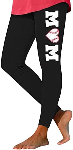 Womenенски 2023 Бејзбол печатени хеланки на истегнување високи половини случајни удобни тенок јога панталони хулахопки за тренинзи за џемпери