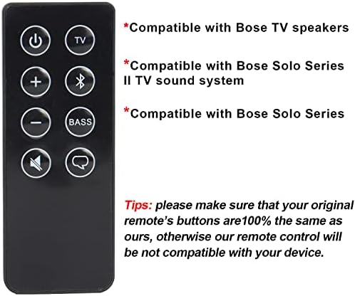 2 компјутерски замена далечински управувач Компатибилен со Bose Solo 5 10 15, компатибилен со системот за звук на соло ТВ Bose, компатибилен
