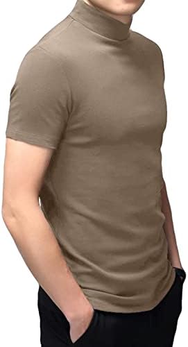 Hrbtens mens краток ракав Основни врвови удобни обични цврсти тенок фит маички кошули со маичка за пулвер маица под подмачкување