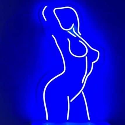 Aonxjsign дама назад сини неонски знаци, неонски знаци за wallиден декор, LED ноќни светла USB поврзан декоративен знак спална