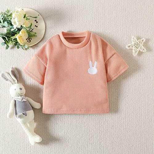 Guodeunh новороденче бебе девојче Велигденски облеки за новороденчиња кратки ракави ромпер 3D Помпом зајаче -опашка од шорцеви