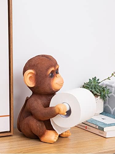 Држач за пешкири за 3D мајмуни за пешкири кујнски хартија решетка за бања за бања за пешкир за пешкир, едноставно стоејќи држач за ролна на хартија