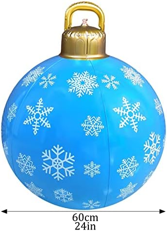 HHMEI Божиќни декори топка - 24 инчи за декорација топка на отворено Божиќно украсена топка со градежни LED за хиристама забава