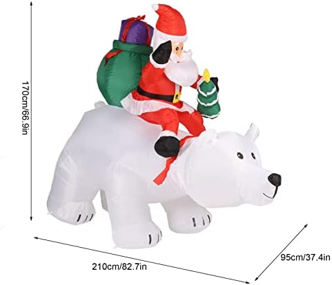 Божиќни украси на надувување на јосу, Декорација на мечка од мечка од полиеста со предводена светлина за Божиќна забава на отворено,