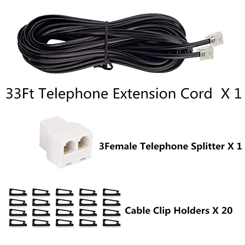 Телефонски кабел Aimijia, 6p4c Црн телефон Телефонски продолжен кабел за кабел за кабел за кабел RJ11 6P4C Модуларен приклучок за